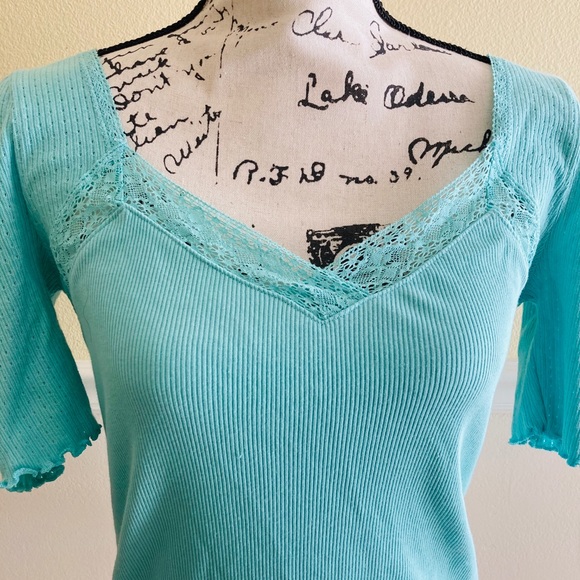 NWT FREE PEOPLE ROBINS EGG MARGAUX TOP BLOUSE - Picture 3 of 9